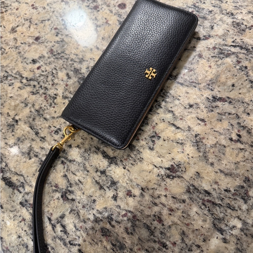 Tory Burch Black Leather Wristlet